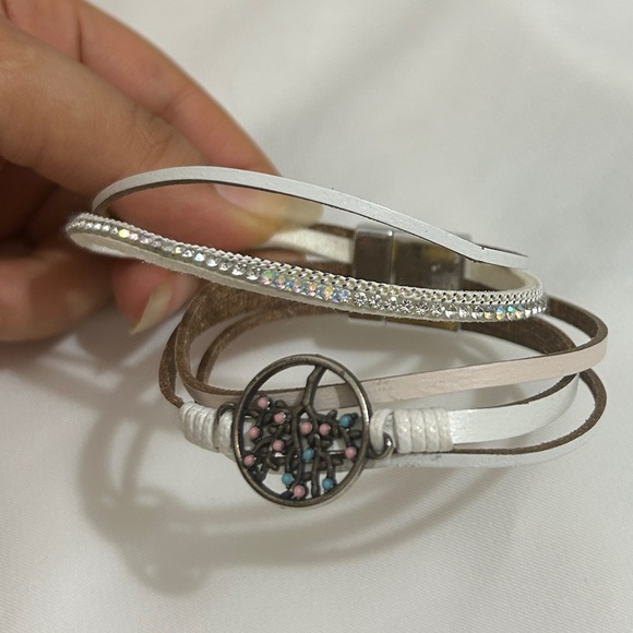 Vintage Tree Charm Stack Rope Multi Strands Silver Clip On Bracelet - Picture 8 of 9